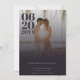 Save The Date Plum Purple Minimaliste Gras Type Photo