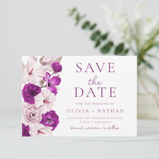 Save The Date Plum romantique et Mariage d'aquarelle (Debout devant)