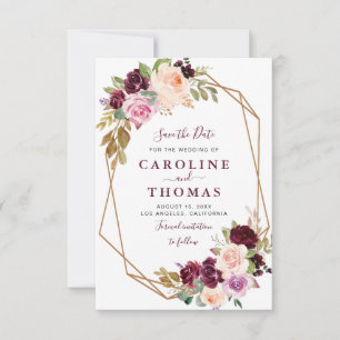 Save The Date plum violet fleuri géométrique enregistrer la cart