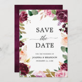 Save The Date Plum violet rose pâle Mariage végétal (Devant / Derrière)