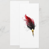 Save The Date Plume rouge avec pointe en or (Devant / Derrière)