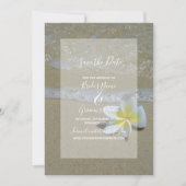 Save The Date Plumeria Frangipani Au Mariage De Sable Enregistre (Devant)