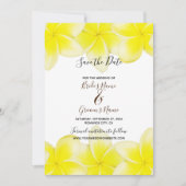 Save The Date Plumeria Jaune Frangipani Mariage Enregistrer La D (Devant)
