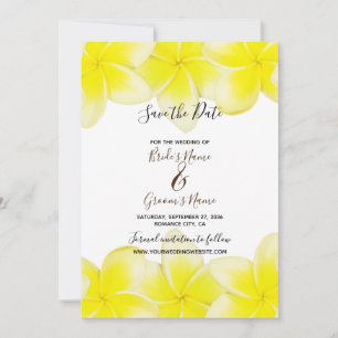 Save The Date Plumeria Jaune Frangipani Mariage Enregistrer La D