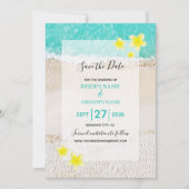 Save The Date Plumeria jaune Frangipani Plage tropicale Mariage (Devant)