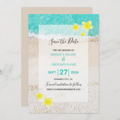 Save The Date Plumeria jaune Frangipani Plage tropicale Mariage (Devant / Derrière)