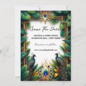Save The Date Plumes de luxe d'oiseaux de paon tropicaux (Devant)