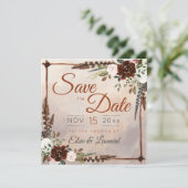 Save The Date Plumes et floraison rustiques de la forêt (Debout devant)