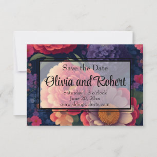 Save The Date Plutôt vintage rouge Orange mum mum peony floral