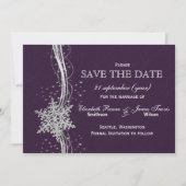 Save The Date Pneus d'argent violet hiver enregistrer la date (Devant)