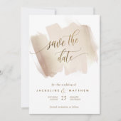 Save The Date Poche et Terracotta Brush Strokes Mariage minimal (Devant)