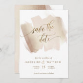 Save The Date Poche et Terracotta Brush Strokes Mariage minimal (Devant / Derrière)