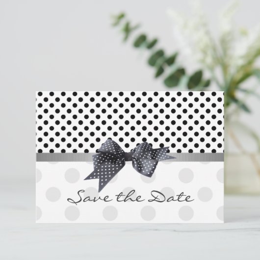 Save The Date Poche noir et blanc point Enregistrer le Mariage d (Debout devant)