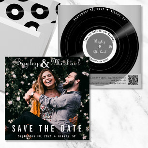 Save The Date Pochette d'album photo avec disque vinyle Enregist