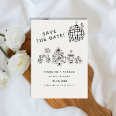Save The Date Poignée À La Main Scribble Disco Mariage Enregistr