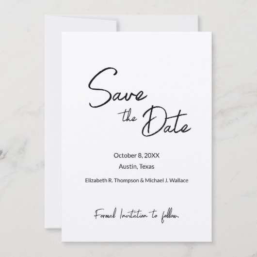 Save The Date Poignée simple photo Mariage rustique (Devant)