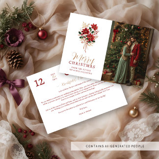 Save The Date Poinsettia de Noël de mariage d'hiver Photo TLW26