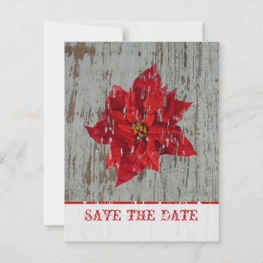 Save The Date Poinsettia & Wood Enregistrer La Date Mariage D'Hi (Devant)