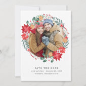 Save The Date Poinsettia Wreath Wedding Enregistrer la date (Devant)