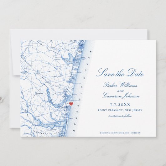 Save The Date Point Agréable New Jersey Map Élégant Script (Devant)