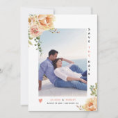 Save The Date Pointer corail aquarelle fleurs photo (Devant)