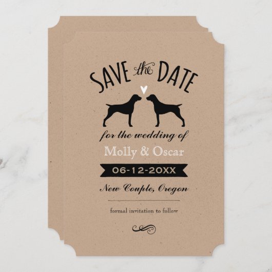 Save The Date Pointeurs allemands à cheveux court mariage Enregi (Devant / Derrière)