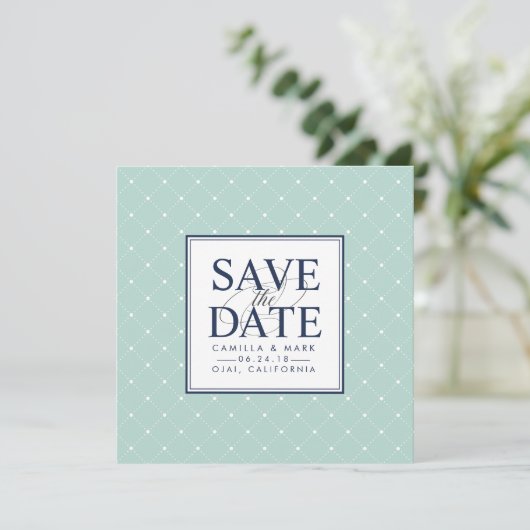 Save The Date Points Chic | Monnaie et Marine Enregistrer la dat (Debout devant)