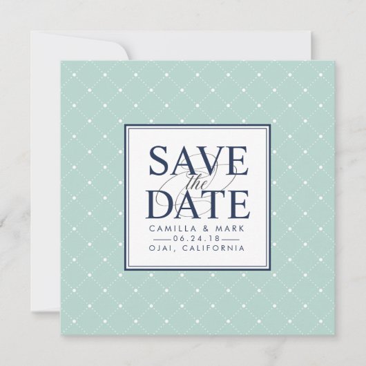 Save The Date Points Chic | Monnaie et Marine Enregistrer la dat (Devant)