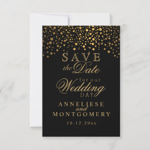 Save The Date Points Confetti Or Élégants   Noir