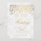 Save The Date Points Confetti Or Élégants | Texture blanche (Devant / Derrière)