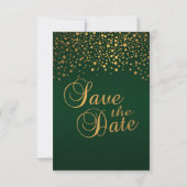 Save The Date Points Confetti Or Élégants | Vert foncé (Dos)
