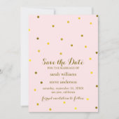 Save The Date Points Confetti Pink Faux Gold Foil Enregistrer la (Devant)