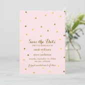 Save The Date Points Confetti Pink Faux Gold Foil Enregistrer la (Debout devant)