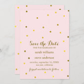 Save The Date Points Confetti Pink Faux Gold Foil Enregistrer la (Devant / Derrière)