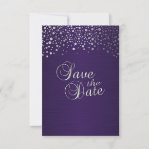 Save The Date Points Confetti violet et argent - Enregistrer la