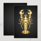 Save The Date Poisson à langouste polygonale dorée sur noir (Devant / Derrière)