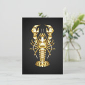 Save The Date Poisson à langouste polygonale dorée sur noir (Debout devant)