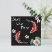 Save The Date Poisson Koi japonais, Mariage de fleurs de cerisie (Debout devant)