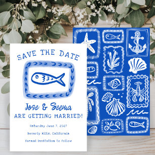Save The Date Poisson mignon Main Draet Beachy Doux Personnalisé