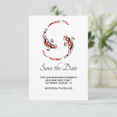 Save The Date Poisson noir et rouge japonais Koi Pair Anniversai (Debout devant)