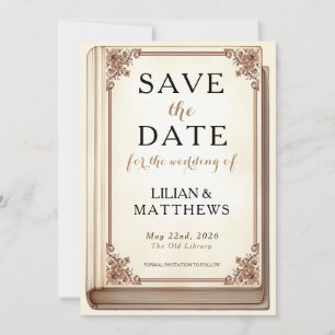 Save The Date Police cursive de couverture du livre de bibliothè