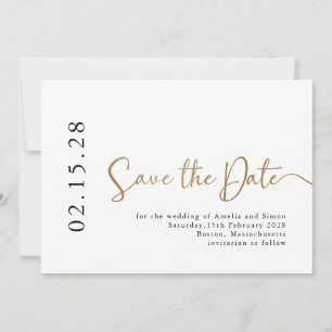 Save The Date Police de calligraphie simple et élégante Noir Bla