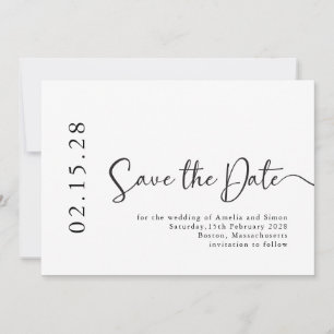 Save The Date Police de calligraphie simple et élégante noir et