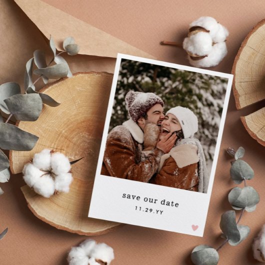 Save The Date Police de machine à écrire minimale Pink Heart Pho