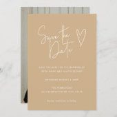 Save The Date Police de script moderne Neutre Tan Photo Enregist (Devant / Derrière)