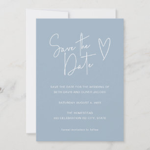 Save The Date Police de signature minimaliste Coeur bleu Enregis