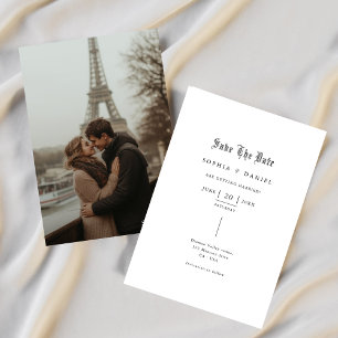 Save The Date Police gothique intérieure simple Photo Mariage ro