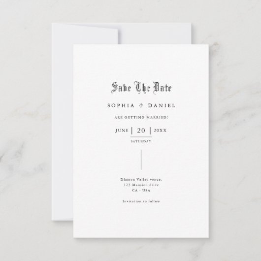 Save The Date Police gothique intérieure simple Photo Mariage ro (Devant)