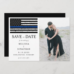 Save The Date Police Police Ligne bleue Mariage Photo