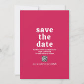 Save The Date Police rétro Hot rose QR Code moderne Mariage (Devant)